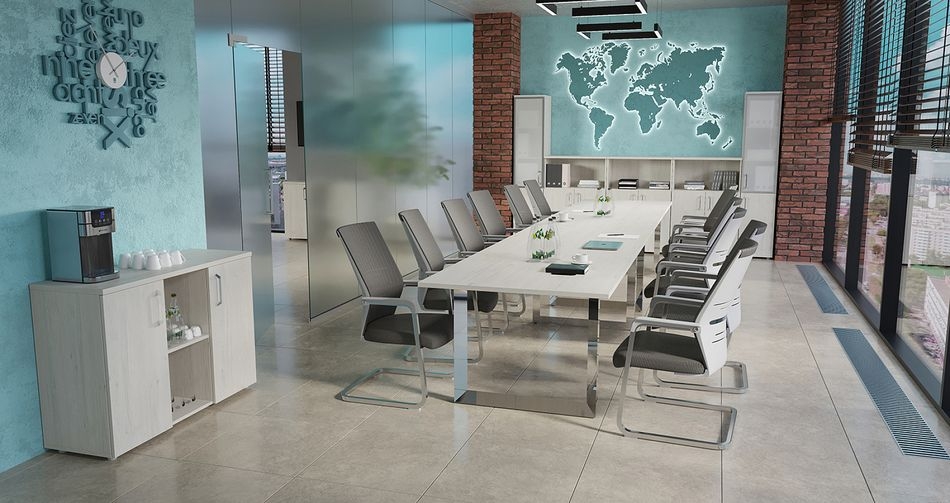 Стол рабочий руководителя на П-образном м/к ONIX DIRECT LUX M-O.MP-SRR-3.8 Денвер светлый