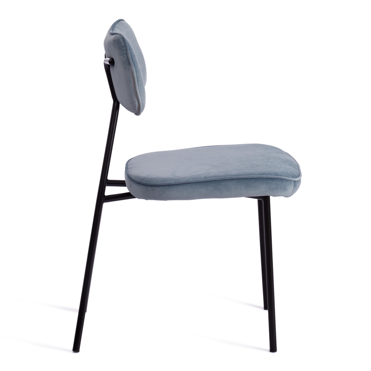 Стул SILVIA (mod. 0139124) металл/вельвет, 46,5х59х82,5 см, голубой S108 (SILVER BLUE 74)/черный/черный