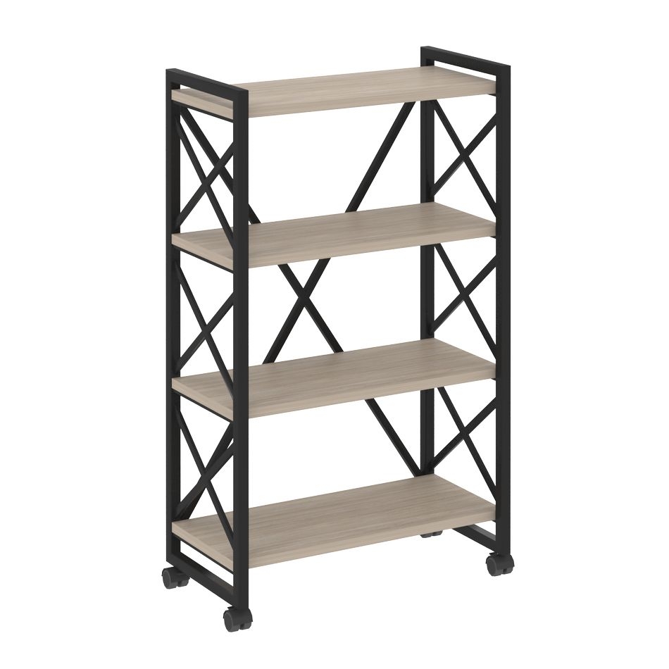 Стеллаж на колесных опорах - 4 полки LOFT  VR.L-MST.K-4.8 Металл черный Дуб Аттик
