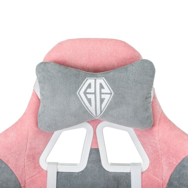 Кресло компьютерное BRABIX Forcer GM-127, 2 подушки, ткань, розовое/серое