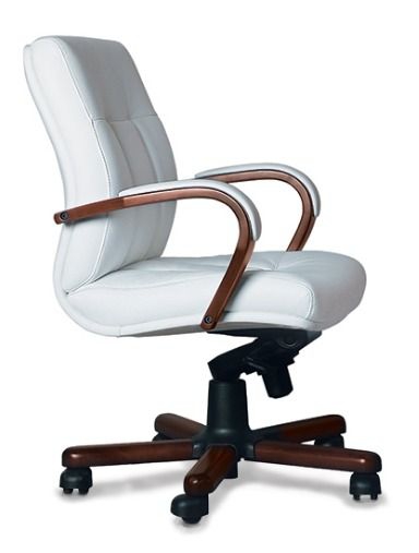 Кресло со средней спинкой на крестовине Босс D80 Белое