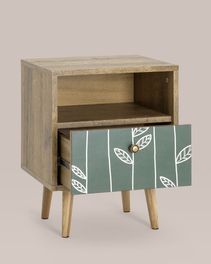 Тумбочка с открытой полкой Berber (ножки массив ясеня) 18 принт