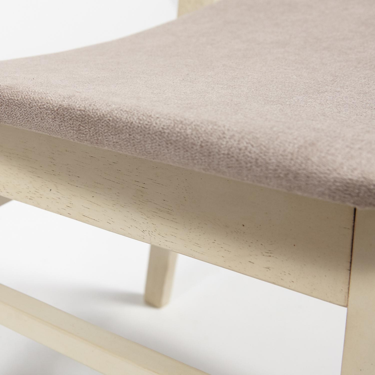 Стул CT 8804 Rabat с мягким сиденьем дерево гевея, 52,5*46,5*78см, античный белый, ткань бежевая (FG22616-16)