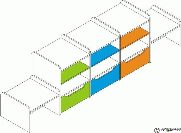 Стеллаж для хранения игрушек прямой Незнайка СХп