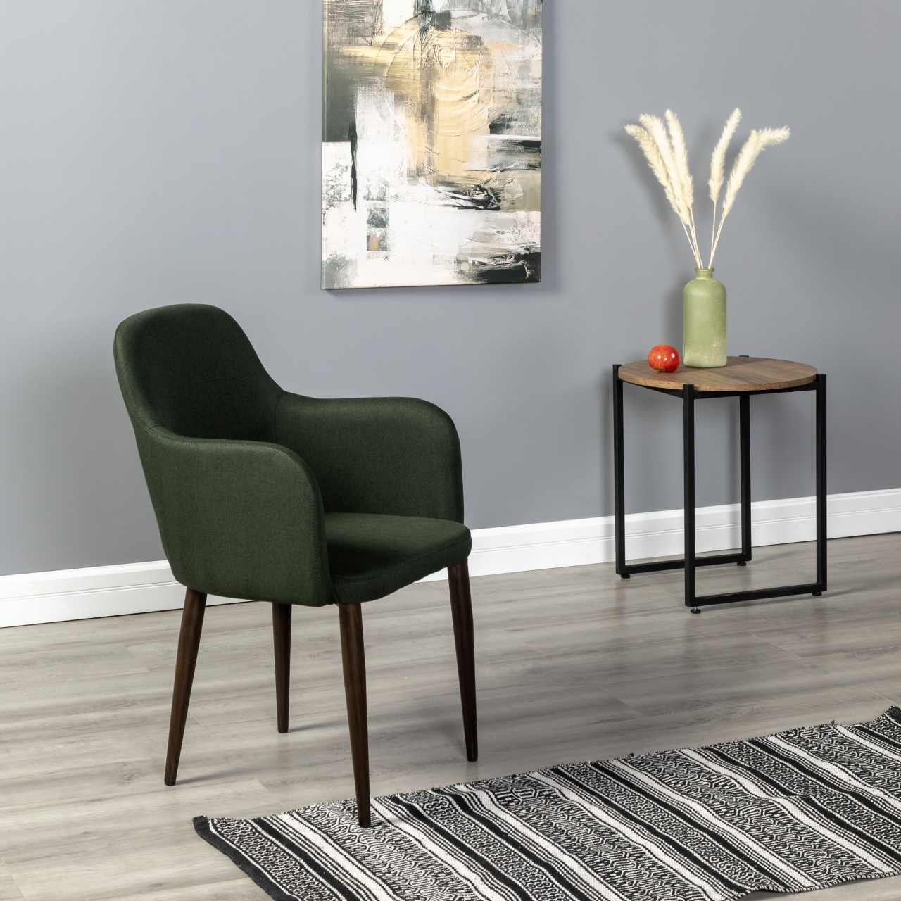 Кресло Ledger К темно-зеленый/т. орех