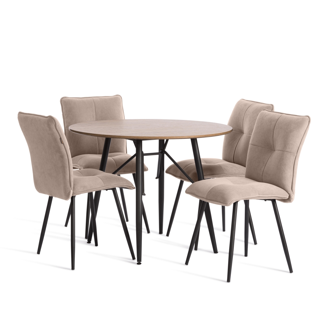 Стул обеденный Sweet флок , 46х55х88, бежевый/черный, 7