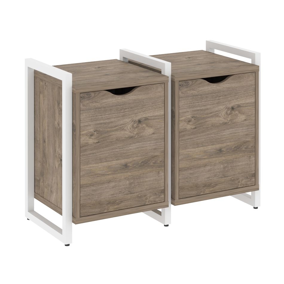 Тумба на регулируемых опорах наборная. Вариант №2 LOFT VR.L-TN-2.O Металл белый Тиквуд темный