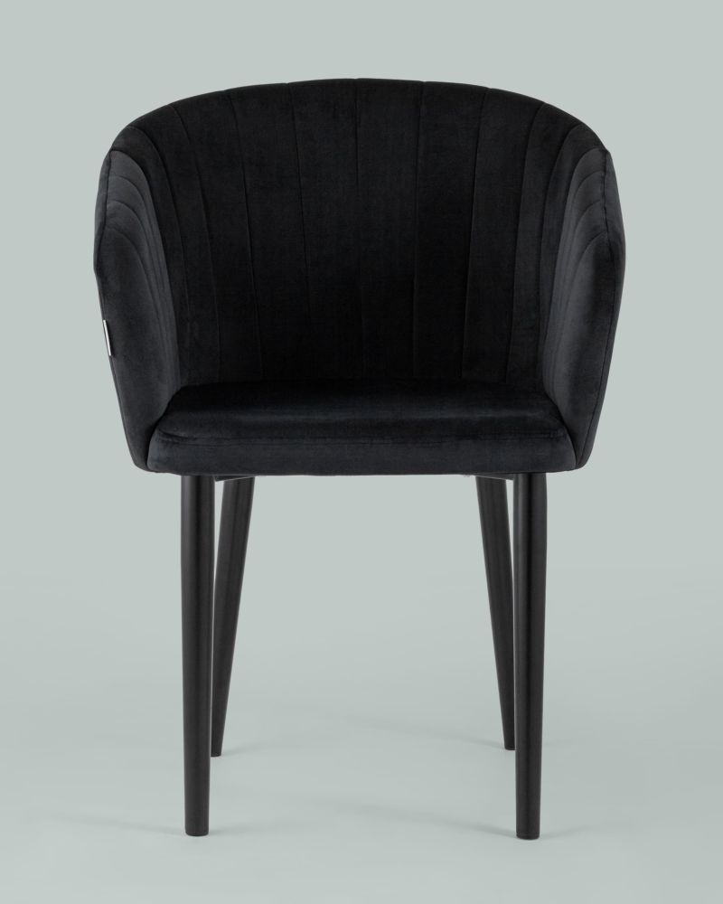 Стул с подлокотниками Нейтон велюр Черный