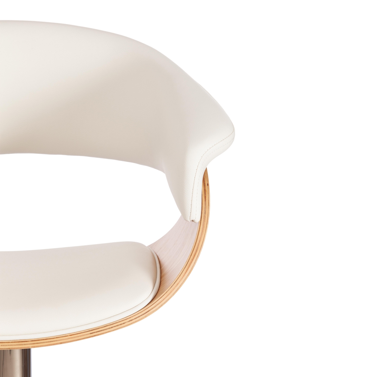 Барный стул VIMTA (mod.4021S) металл/дерево/экокожа, 60х51х91,5-112,5 см, высота сиденья 61,5-82,5 см, белый/натуральный/хром