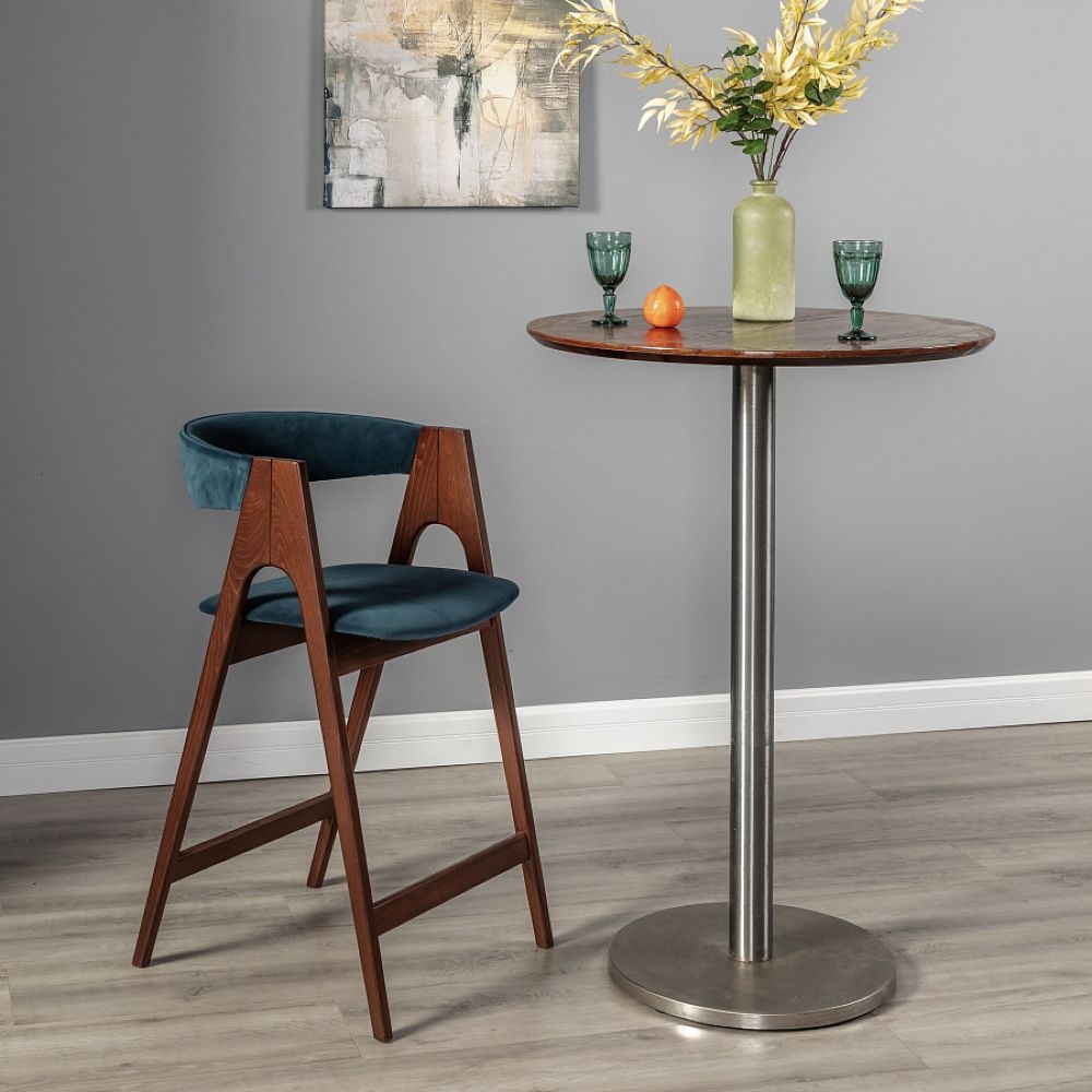 Кресло полубарное Kaede Blue/Темный орех