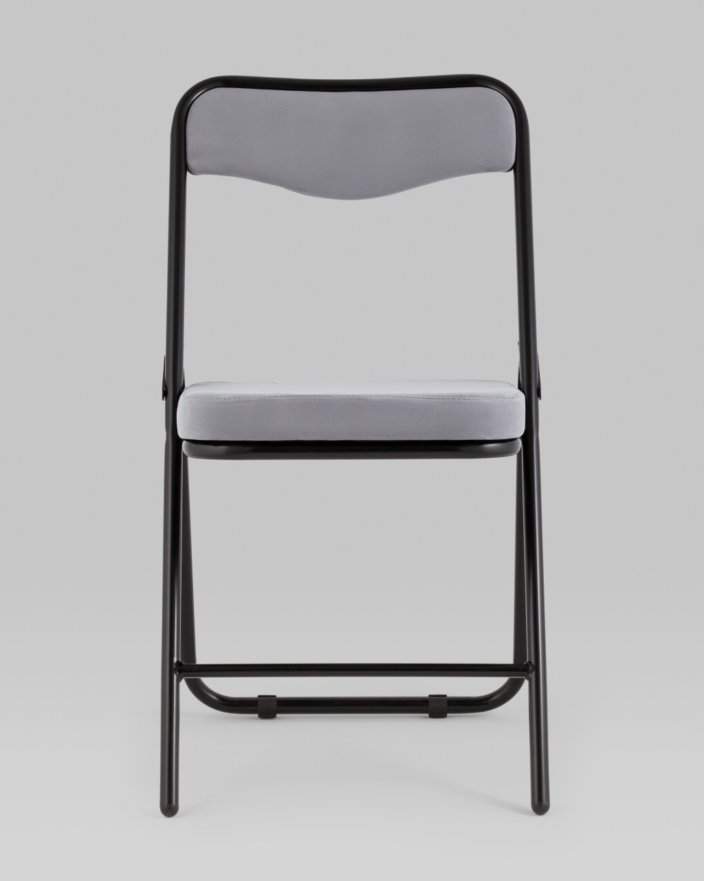 Складной стул Джонни велюр серый каркас черный матовый
