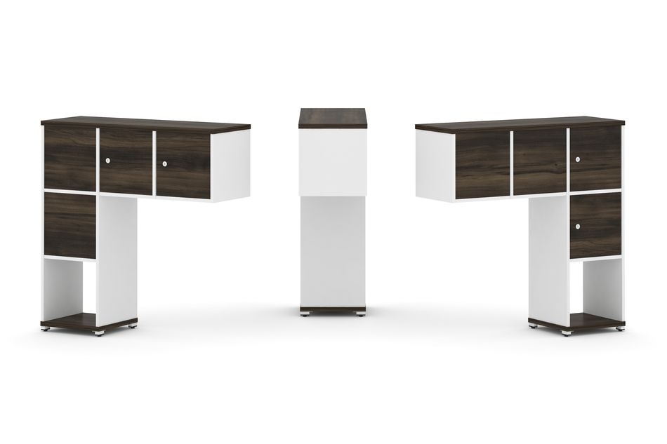 Надставка на стол низкая двухсторонняя + задняя стенка (4 шт.) + распашной фасад (4 шт.) CONCEPT CN.DNN-002 Дуб Мали Белый бриллиант Белый металл