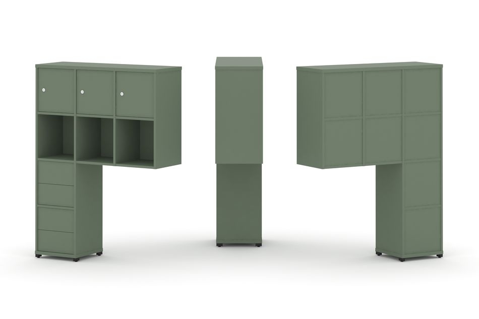 Надставка на стол высокая односторонняя + задняя стенка (8 шт.) + блок с 2-мя ящиками (2 шт.) + распашной фасад (3 шт.) CONCEPT CN.ONV-006 Кобо Черный  металл