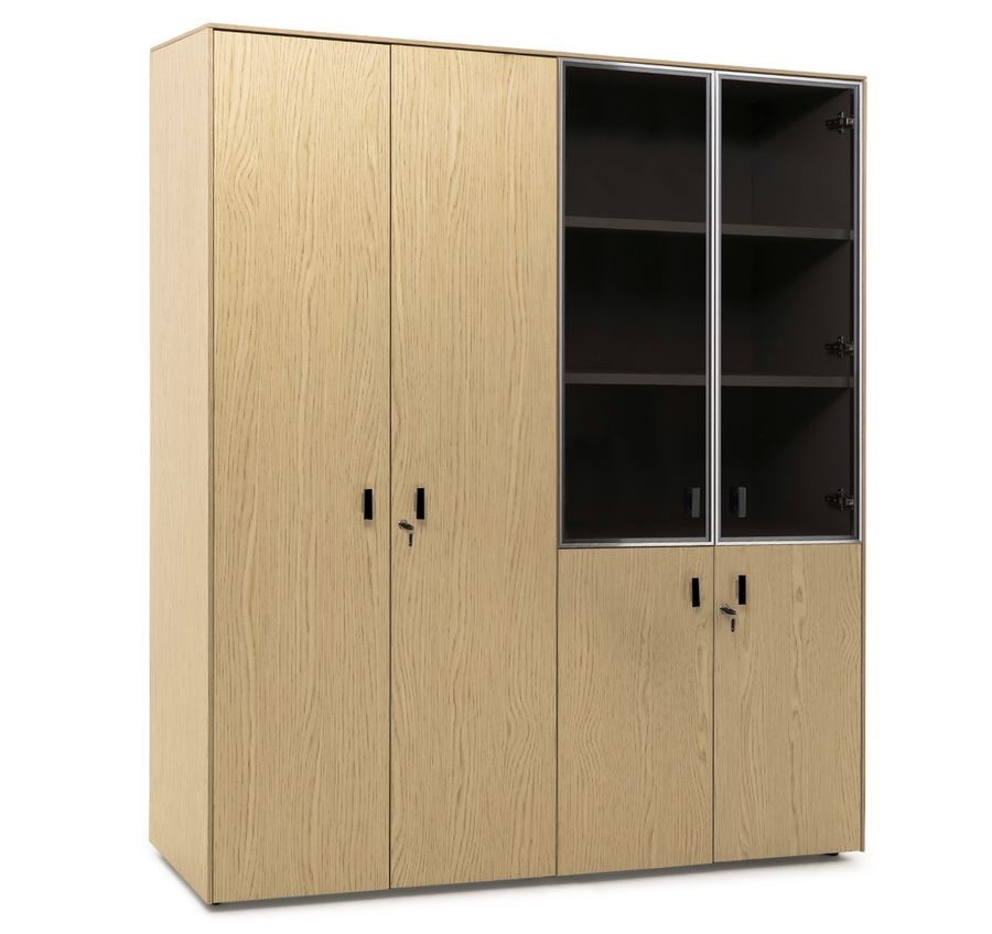 Шкаф комбинированный + для бумаг EXE 101 726 OAK 09 Дуб светлый Черный
