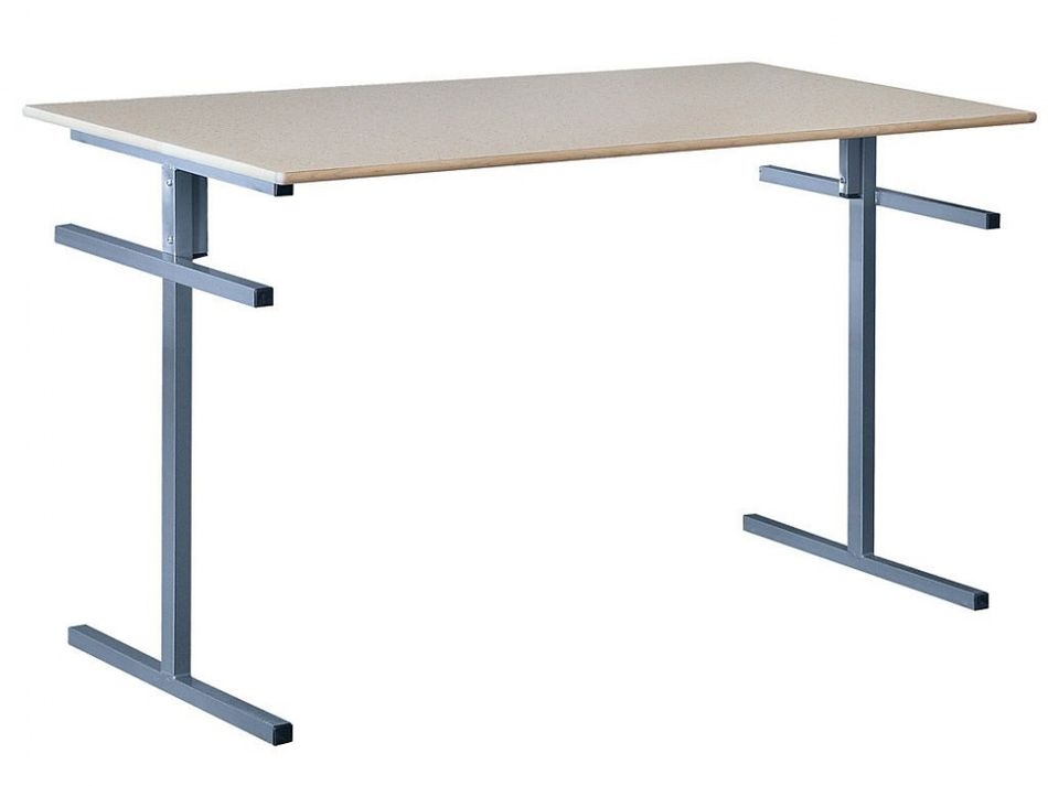 Стол обеденный универсальный с подвесами для 2 скамеек 1500х700 мм ЛДСП Серый/Металл Светло-серый