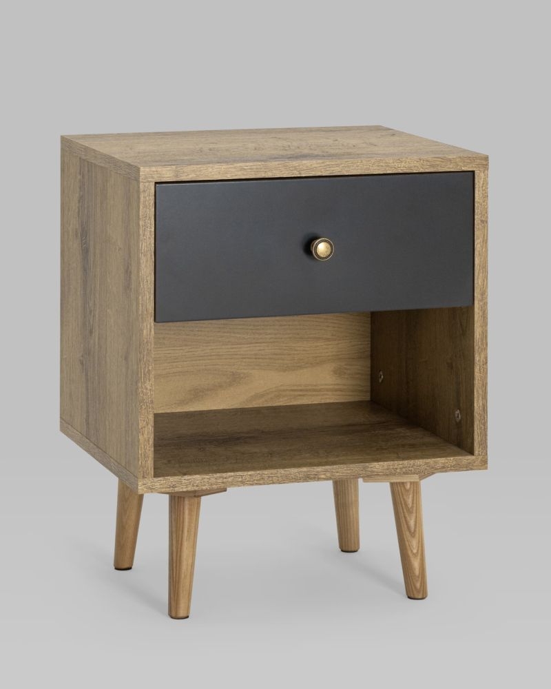 Тумбочка с открытой полкой Berber (ножки массив дерева) 33 принт