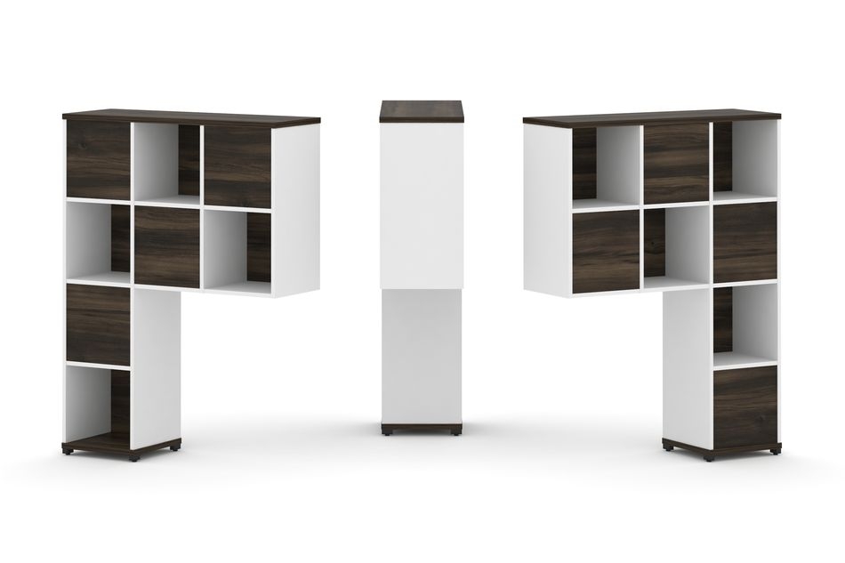 Надставка на стол высокая двухсторонняя + задняя стенка (8 шт.) CONCEPT CN.DNV-001 Дуб Мали Белый бриллиант Черный металл