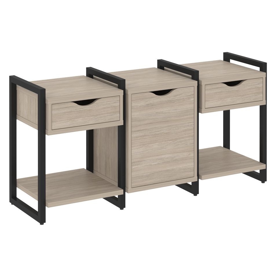 Тумба на регулируемых опорах наборная. Вариант №6 LOFT VR.L-TN-6.O Металл черный Дуб Аттик