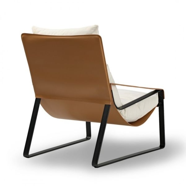 Кожаное кресло ERK-LC03-GY, коричневое, белое