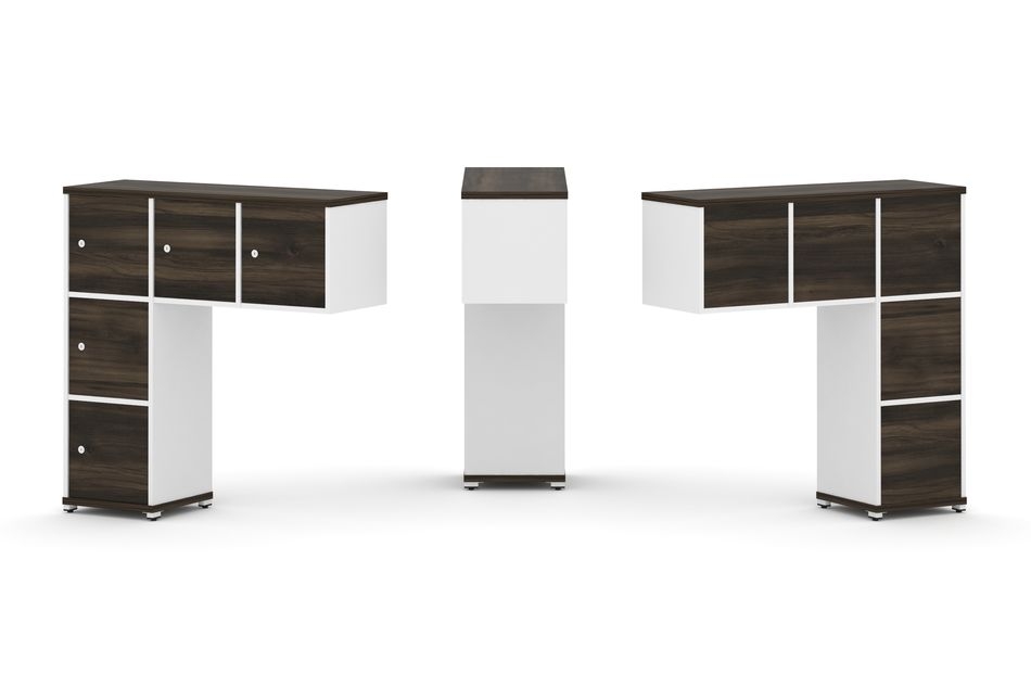 Надставка на стол низкая односторонняя + задняя стенка (5 шт.) + распашной фасад (5 шт.) CONCEPT CN.ONN-007 Дуб Мали Белый бриллиант Белый металл