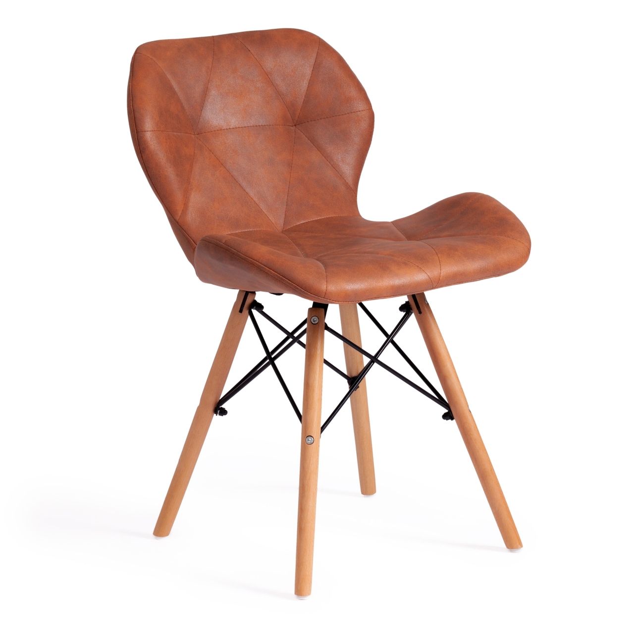 Стул STUTTGART (mod. 74) экокожа/дерево береза/металл, 50 х 47 х 73 см, античный коричневый RH02-13/натуральный