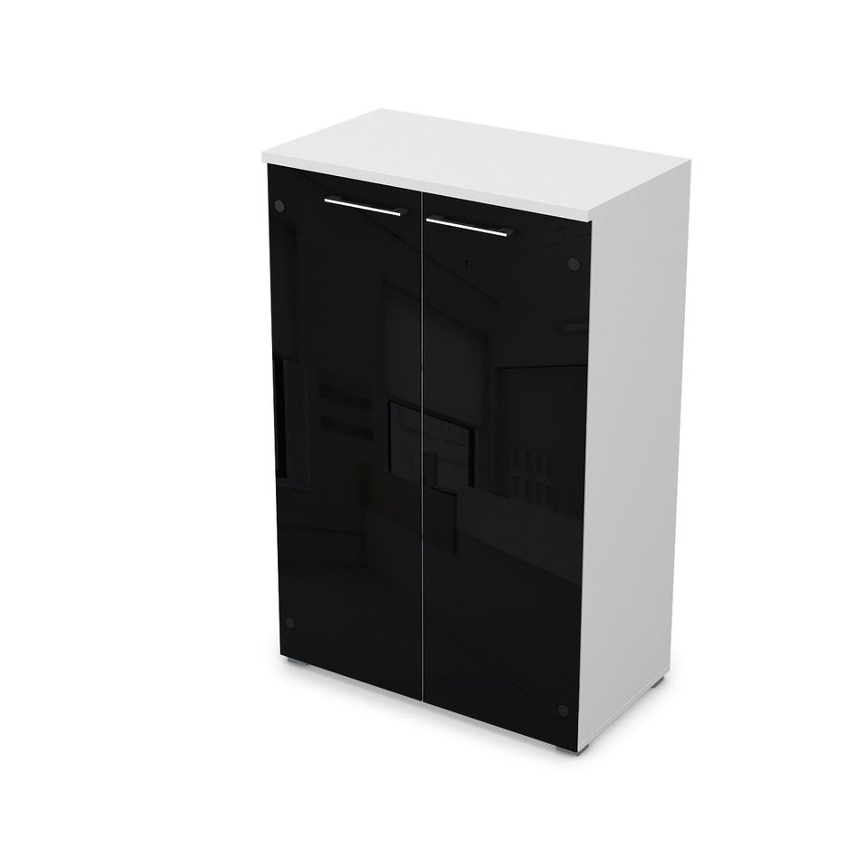 Шкаф средний со стеклом GLOSS LINE 9НШ.017.7 Белый Премиум