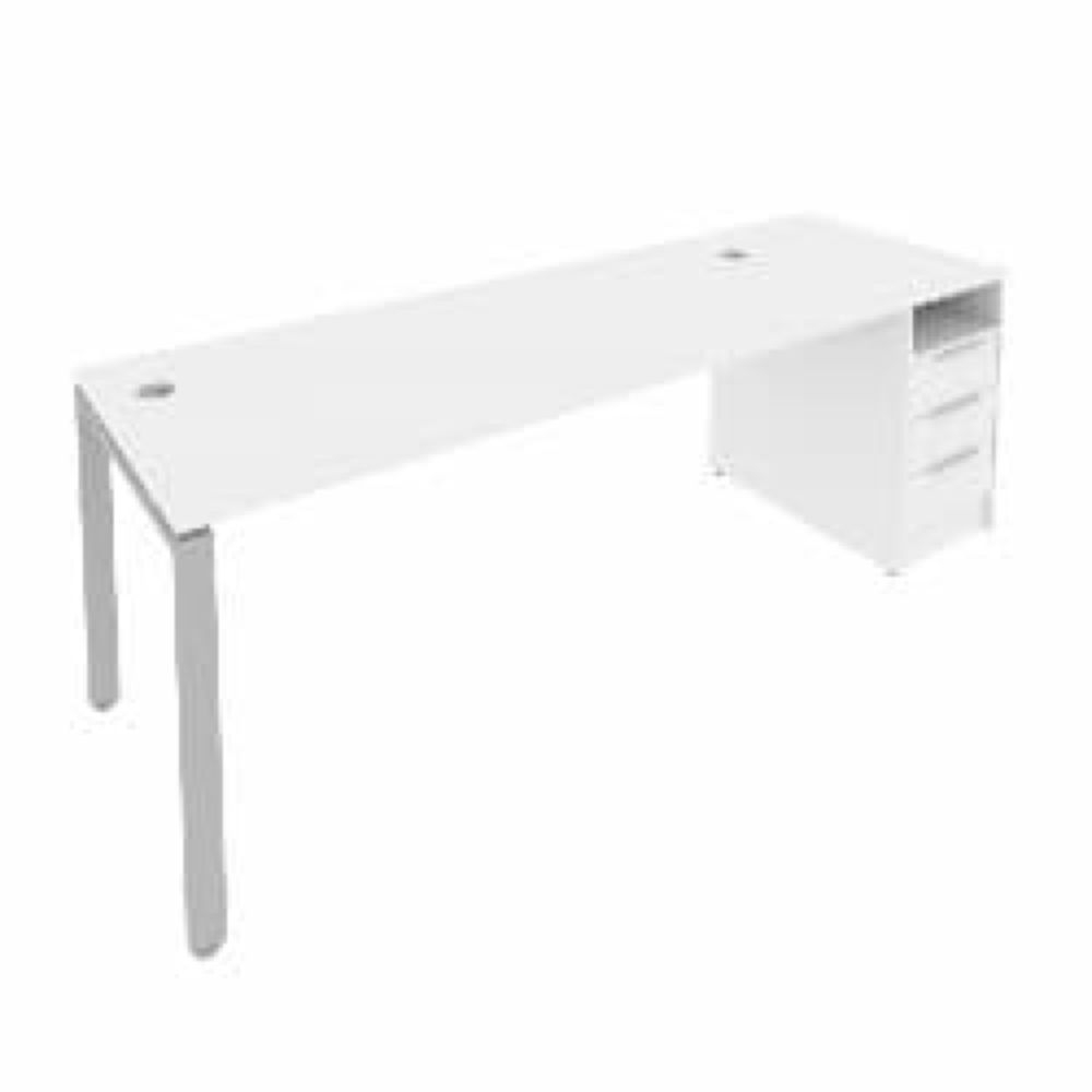 Рабочая станция с опорной тумбой Metal System Б.РС-СТП -1.5 Белый/Серый