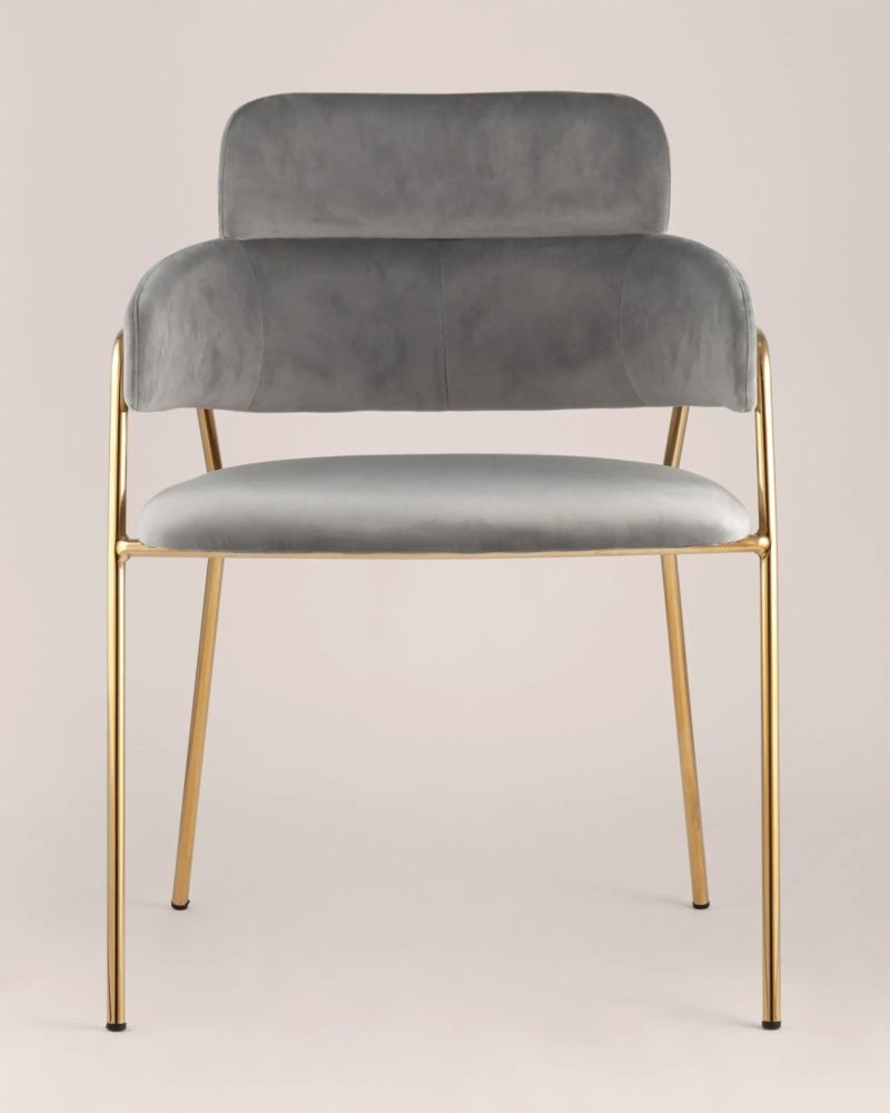 Стул Полин светло-серый 2 шт. с золотыми ножками