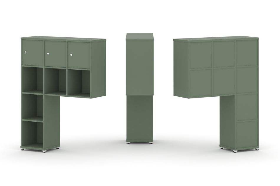 Надставка на стол высокая односторонняя + задняя стенка (8 шт.) + распашной фасад (3 шт.) CONCEPT CN.ONV-003 Кобо Белый металл