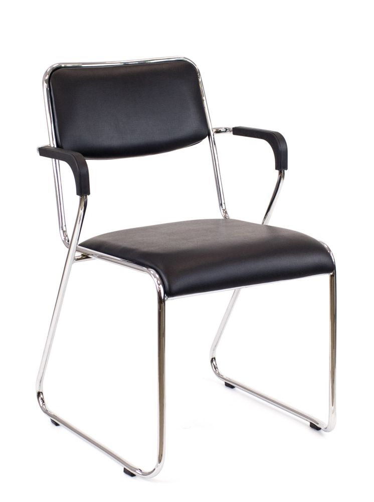 Кресло для посетителей Everprof Fix Plus Chrome экокожа Черный