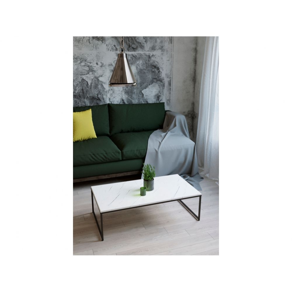 Стол журнальный Инсайд Белый мрамор/черный