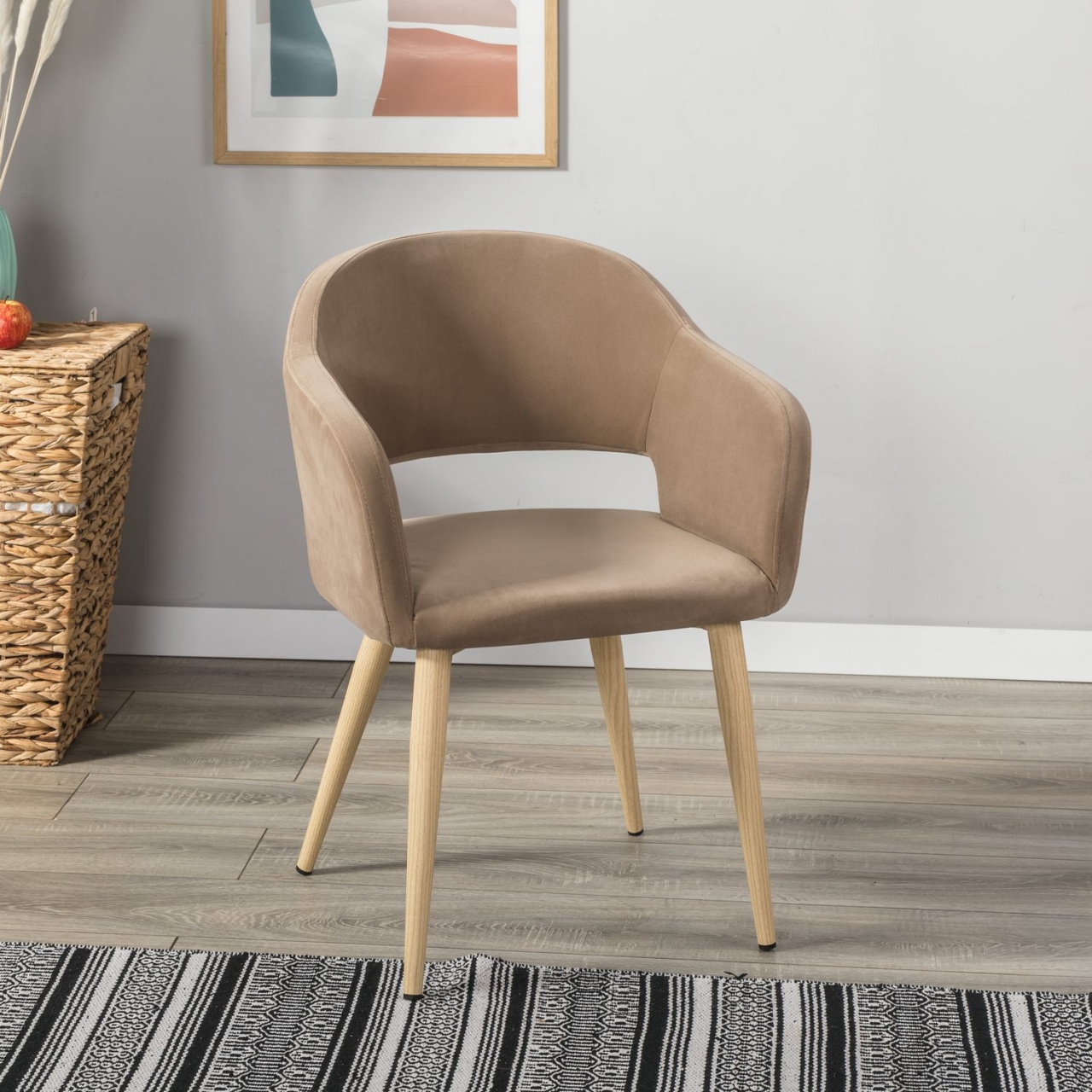 Кресло Oscar Diag beige/нат.дуб