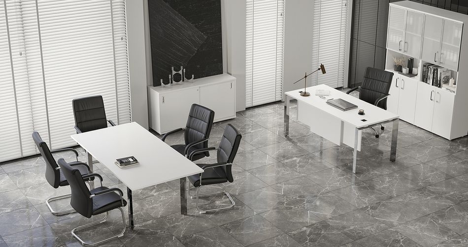 Стол переговорный на П-образном м/к ONIX DIRECT LUX M-O.MP-PRG-19 Белый бриллиант