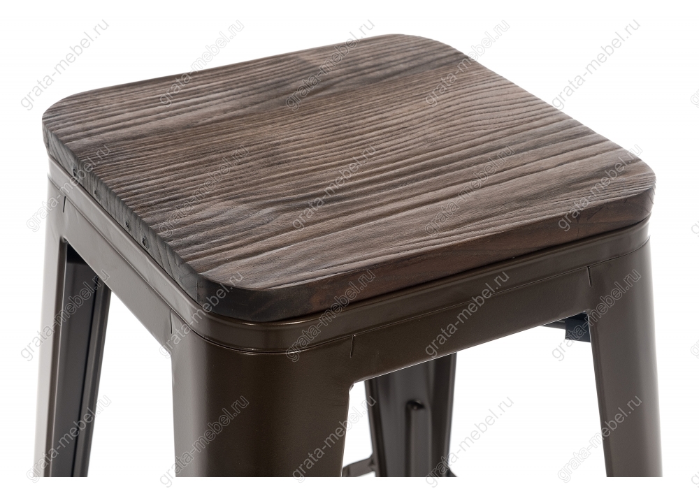 Барный стул Tolix Bar wood CColl T-2103B-26 bronze / brown walnut