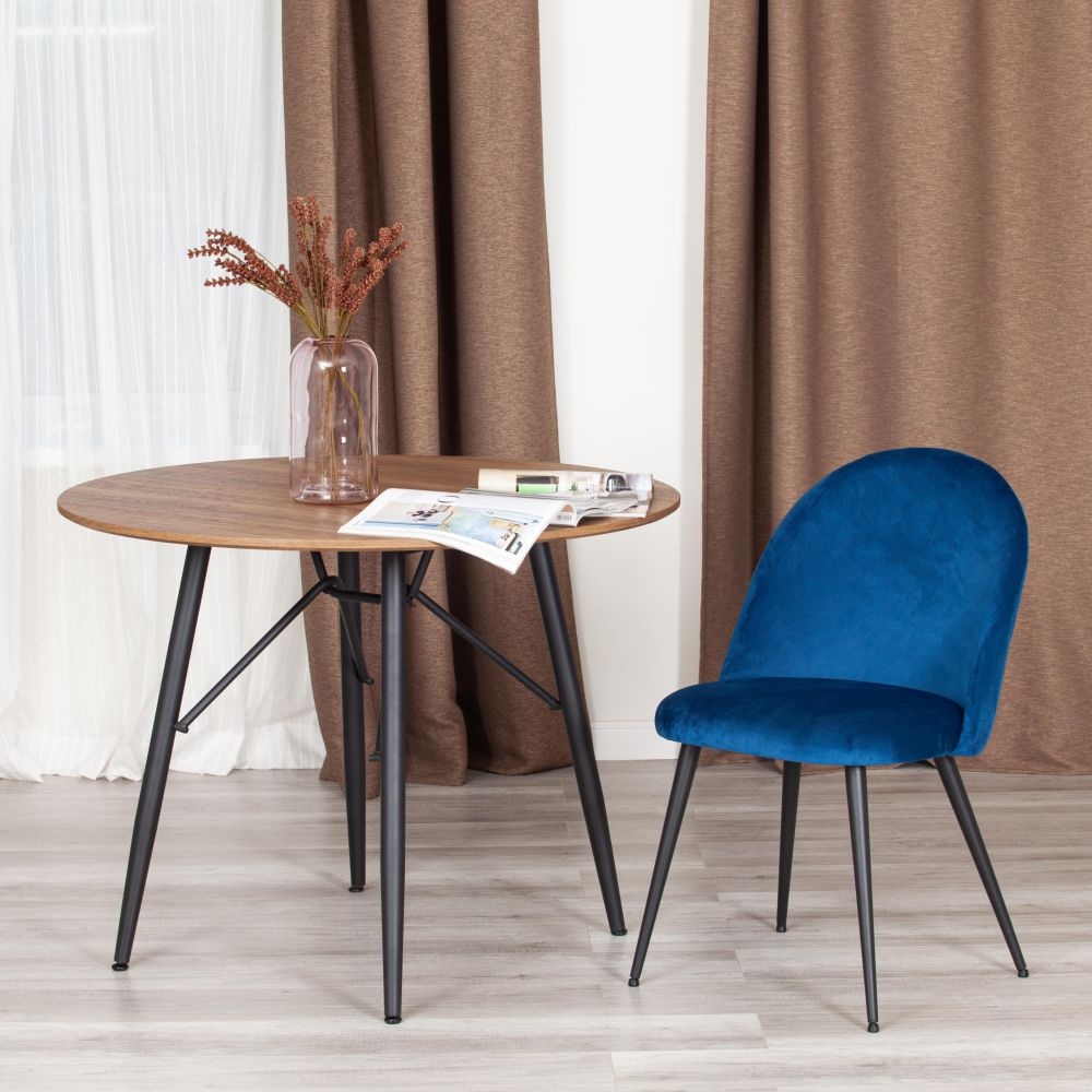 Стул MONRO (mod. 5144) / 1 шт. в упаковке металл/вельвет, 51x56x84 см, синий (HLR 64)/черный