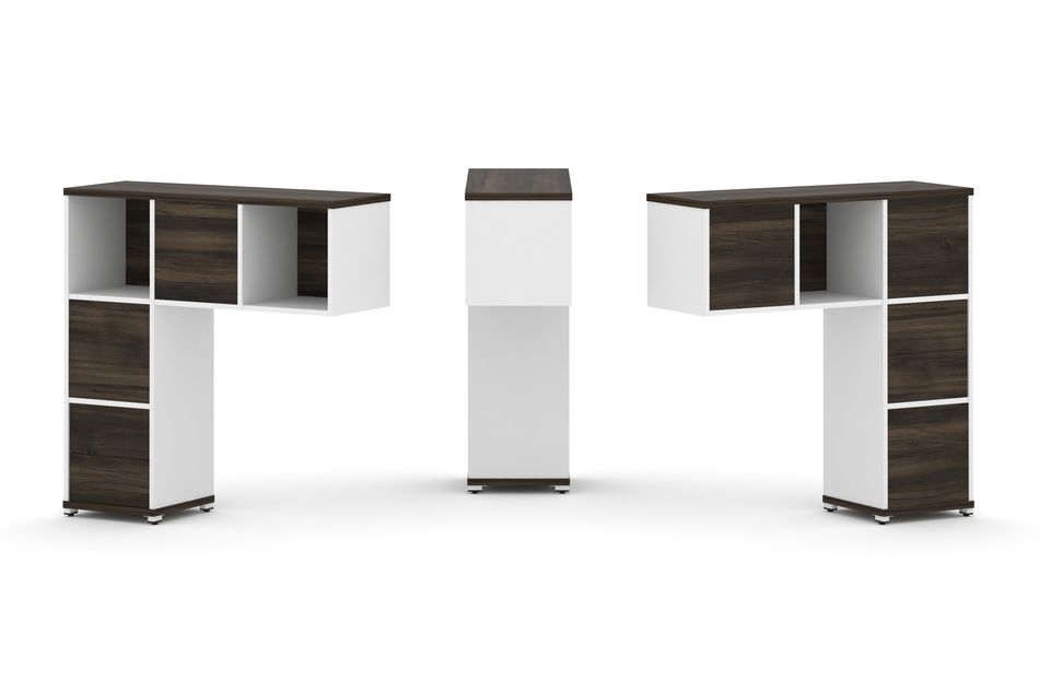 Надставка на стол низкая двухсторонняя + задняя стенка (5 шт.) + блок с 2-мя ящиками (2 шт.) CONCEPT CN.DNN-003 Дуб Мали Белый бриллиант Белый металл