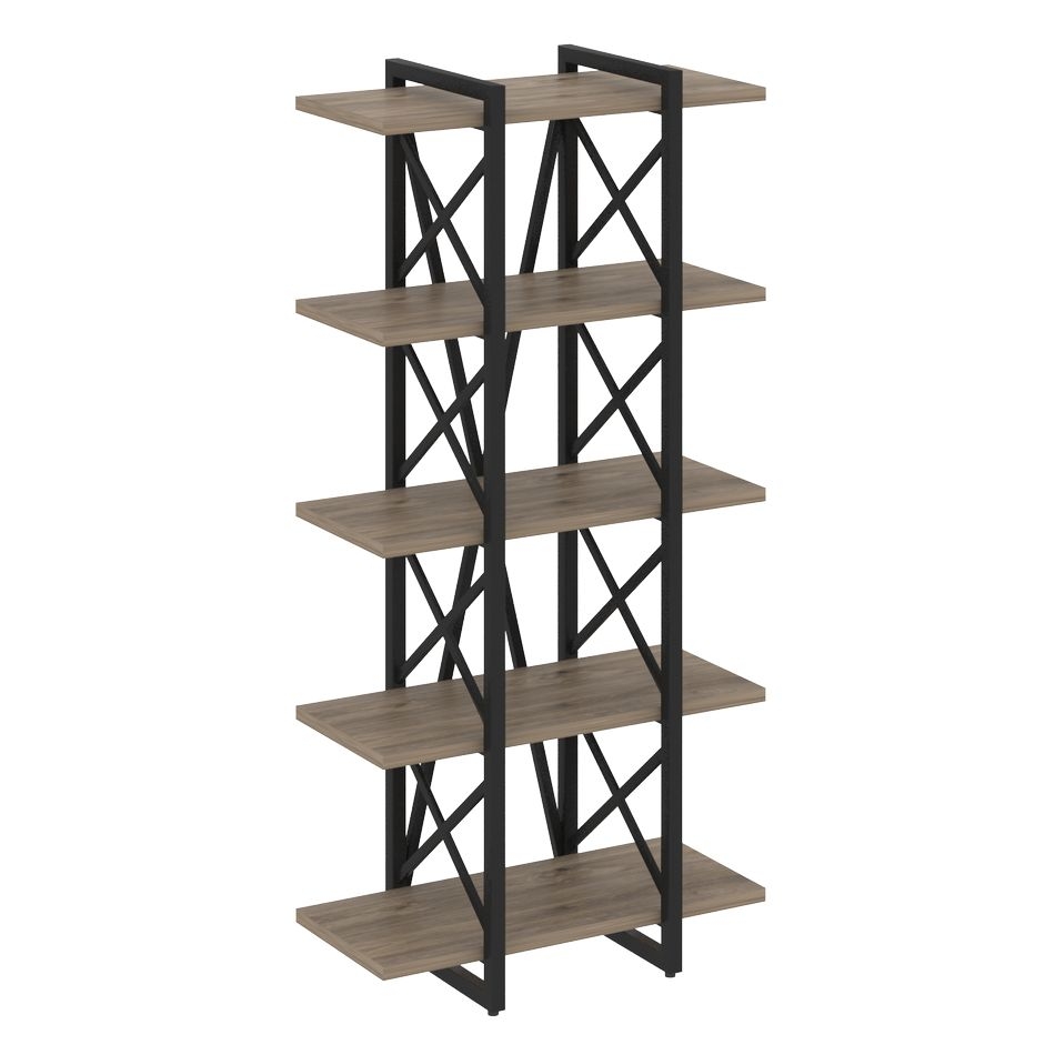 Стеллаж на регулируемых опорах - 5 полок LOFT VR.L-MST.O-5.4V Металл черный Тиквуд темный