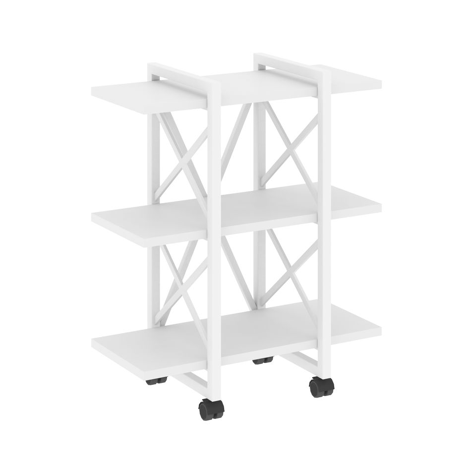 Стеллаж на колесных опорах - 3 полки LOFT  VR.L-MST.K-3.4V Металл белый Белый Бриллиант