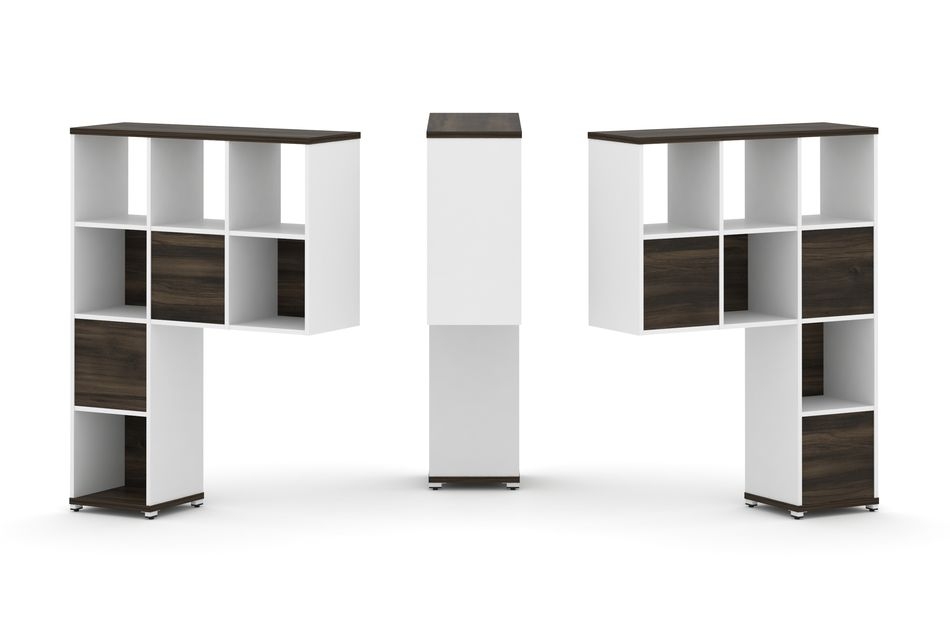 Надставка на стол высокая двухсторонняя + задняя стенка (5 шт.) CONCEPT CN.DNV-003 Дуб Мали Белый бриллиант Белый металл