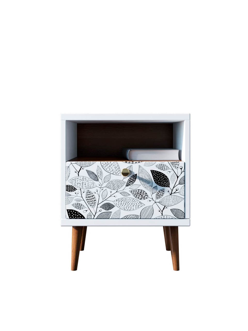 Тумбочка с открытой полкой Berber (ножки массив ясеня) 9 принт