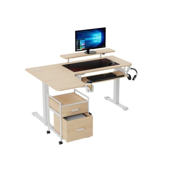 Стол письменный (для компьютера) угловой с электрической регулировкой по высоте EUREKA ERK-EHD-L60R-MW (правый), клен