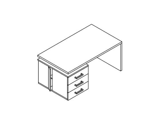 Стол на опорной тумбе Norman 3 ящика (левый) 160х90х73.5см Акация аури