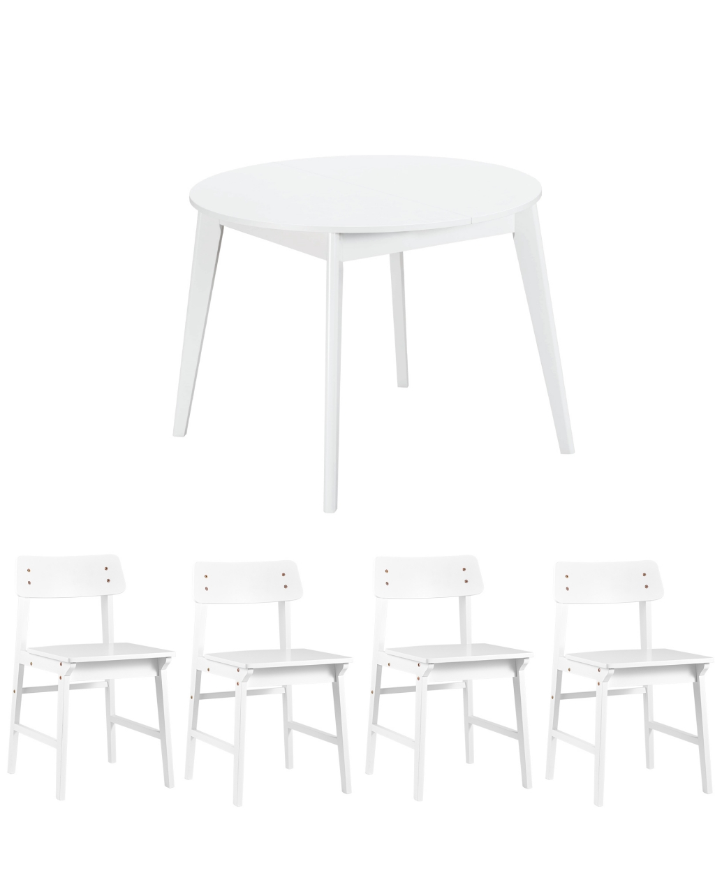 Обеденная группа стол Rondo белый, стулья Oden White Белые