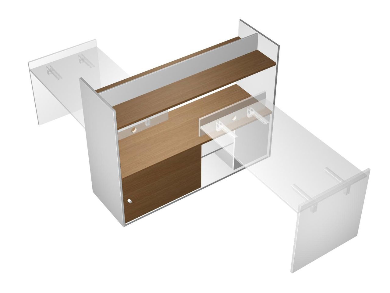 Тумба опорная 180 c надстройкой-полкой Profiquadro КВ 2006 БН Орех ногаро/белый премиум