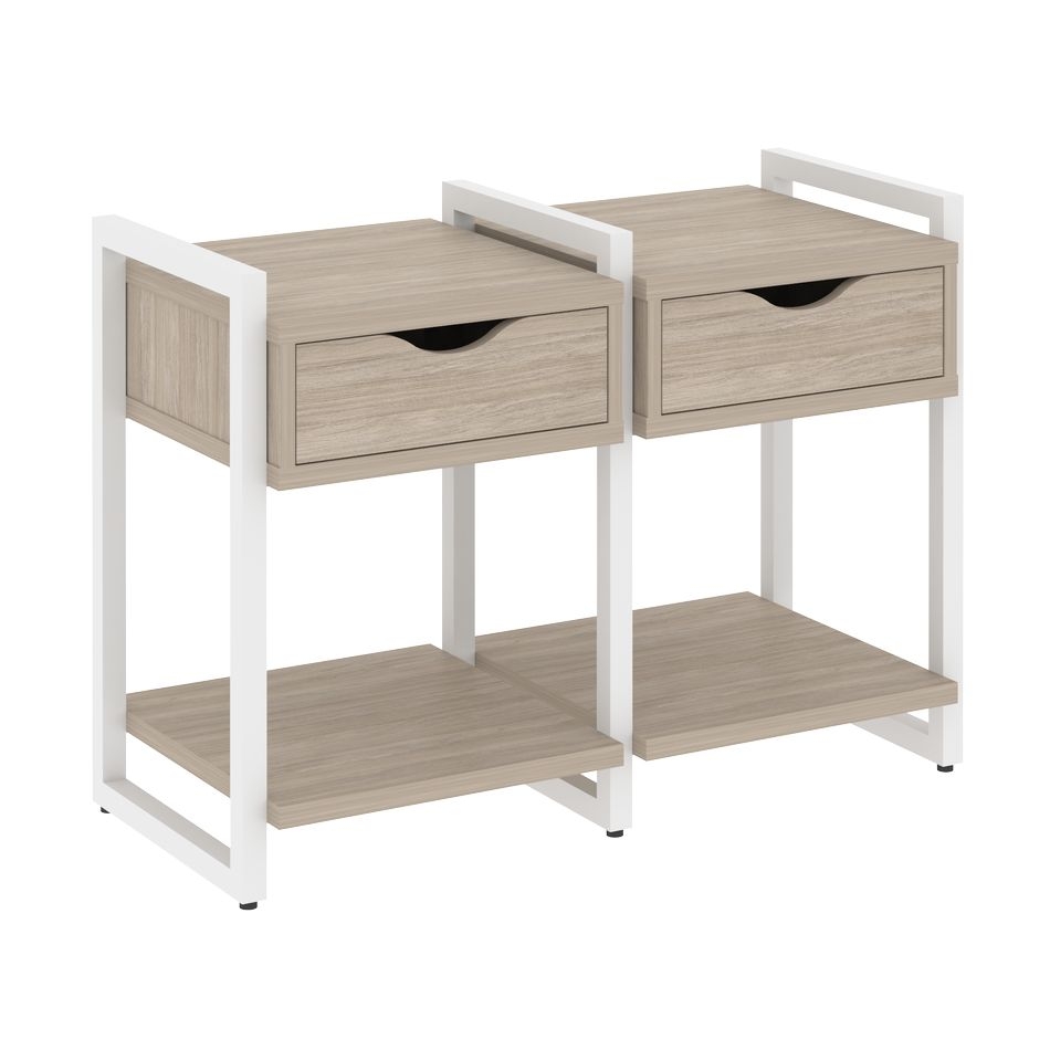 Тумба на регулируемых опорах наборная. Вариант №1 LOFT VR.L-TN-1.O Металл белый Дуб Аттик