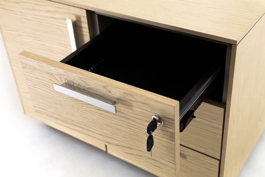 Тумба 3 ящика, 1 дверь EXE 101 502 OAK 07 Дуб светлый Хром