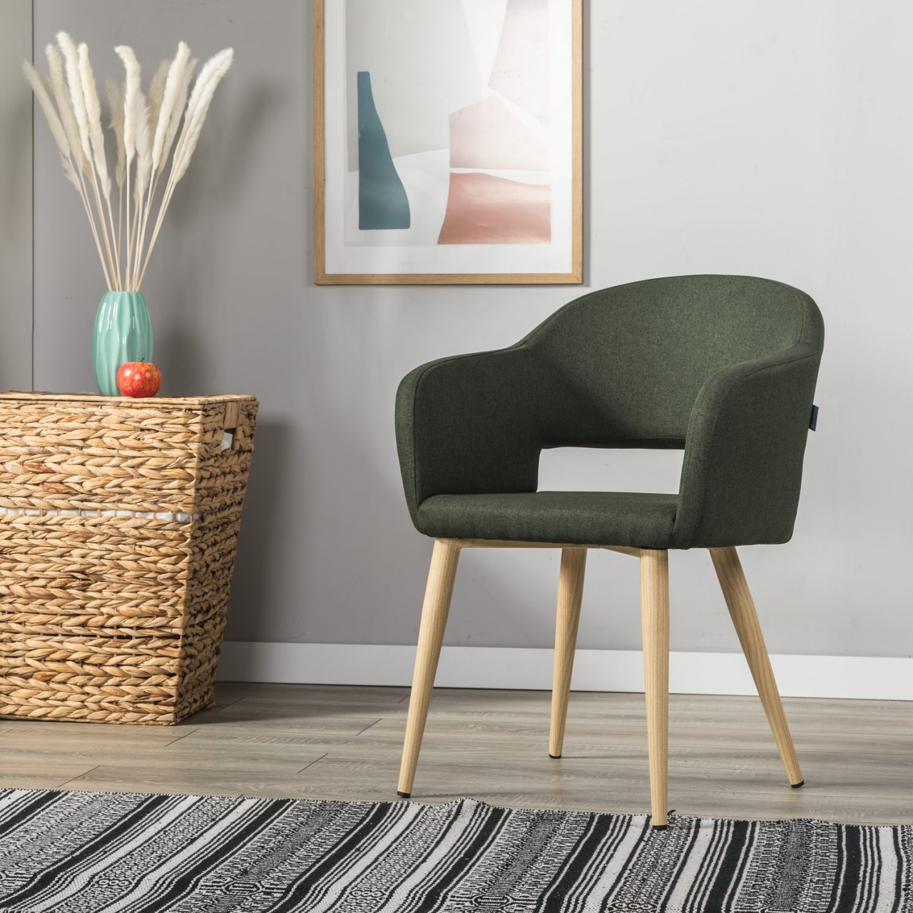 Кресло Oscar темно-зеленый/нат.дуб