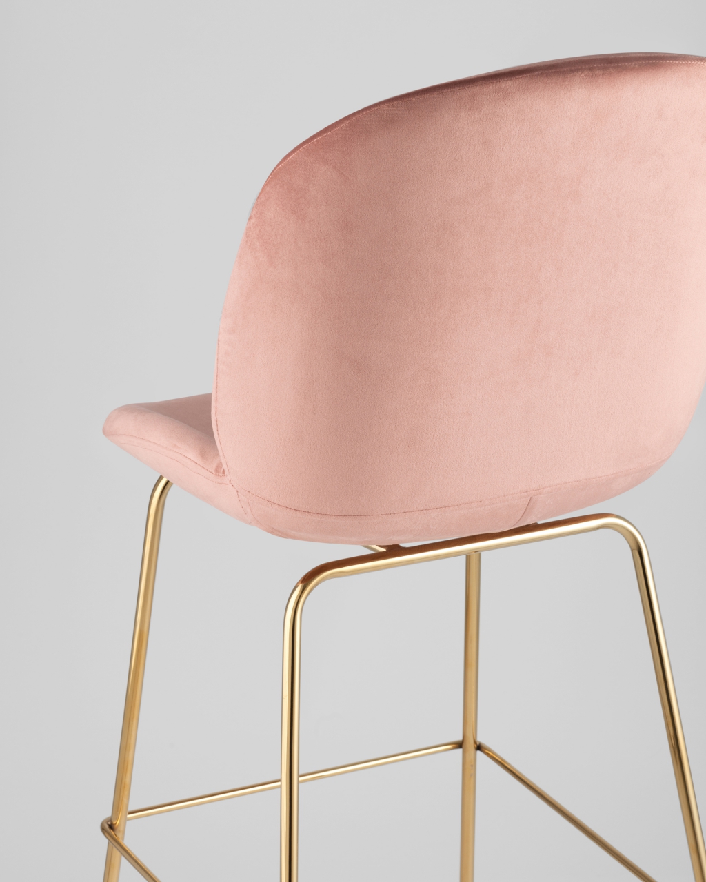 Стул барный Beetle Lite PU со спинкой Пудровый