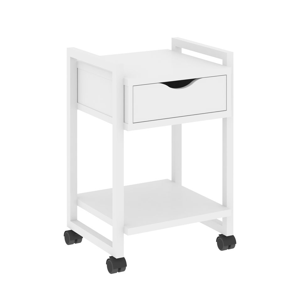 Тумба на колесных опорах с ящиком и полкой LOFT VR.L-T1.K Металл белый Белый Бриллиант