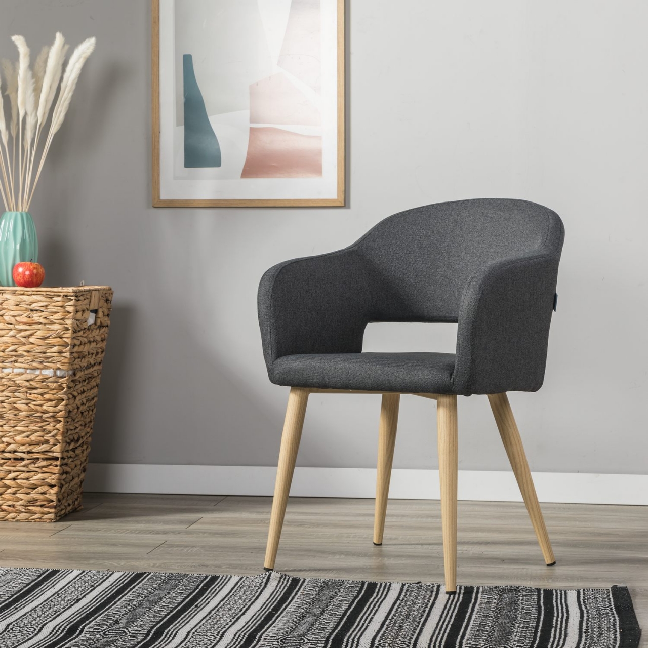 Кресло Oscar темно-серый/нат.дуб